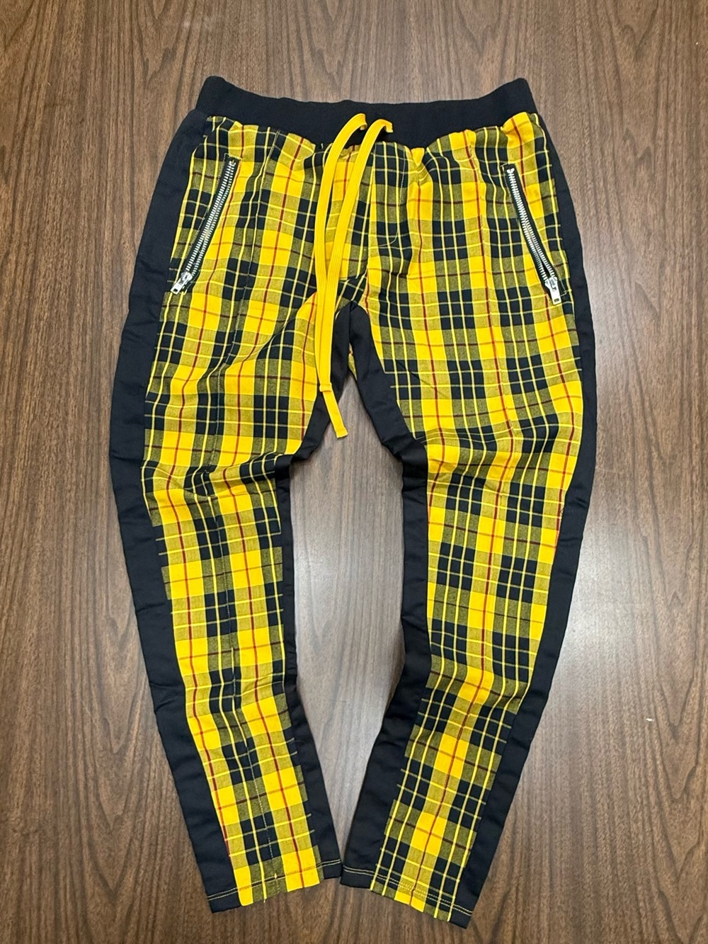 Civil Regime Black Yellow Plaid Jogger Track Pants Size XL New without Tags! ☠️